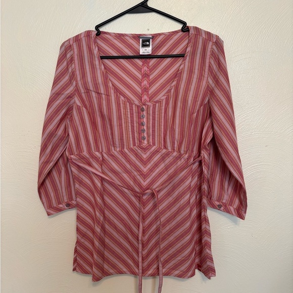 The North Face Tops - The North Face Pink and White Striped Blouse